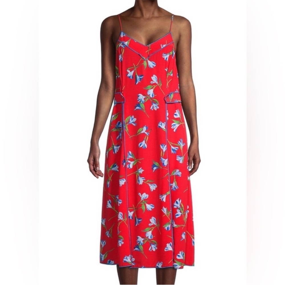 rag & bone Red Hugo Tank Dress Floral Midi Dress S - Picture 2 of 9